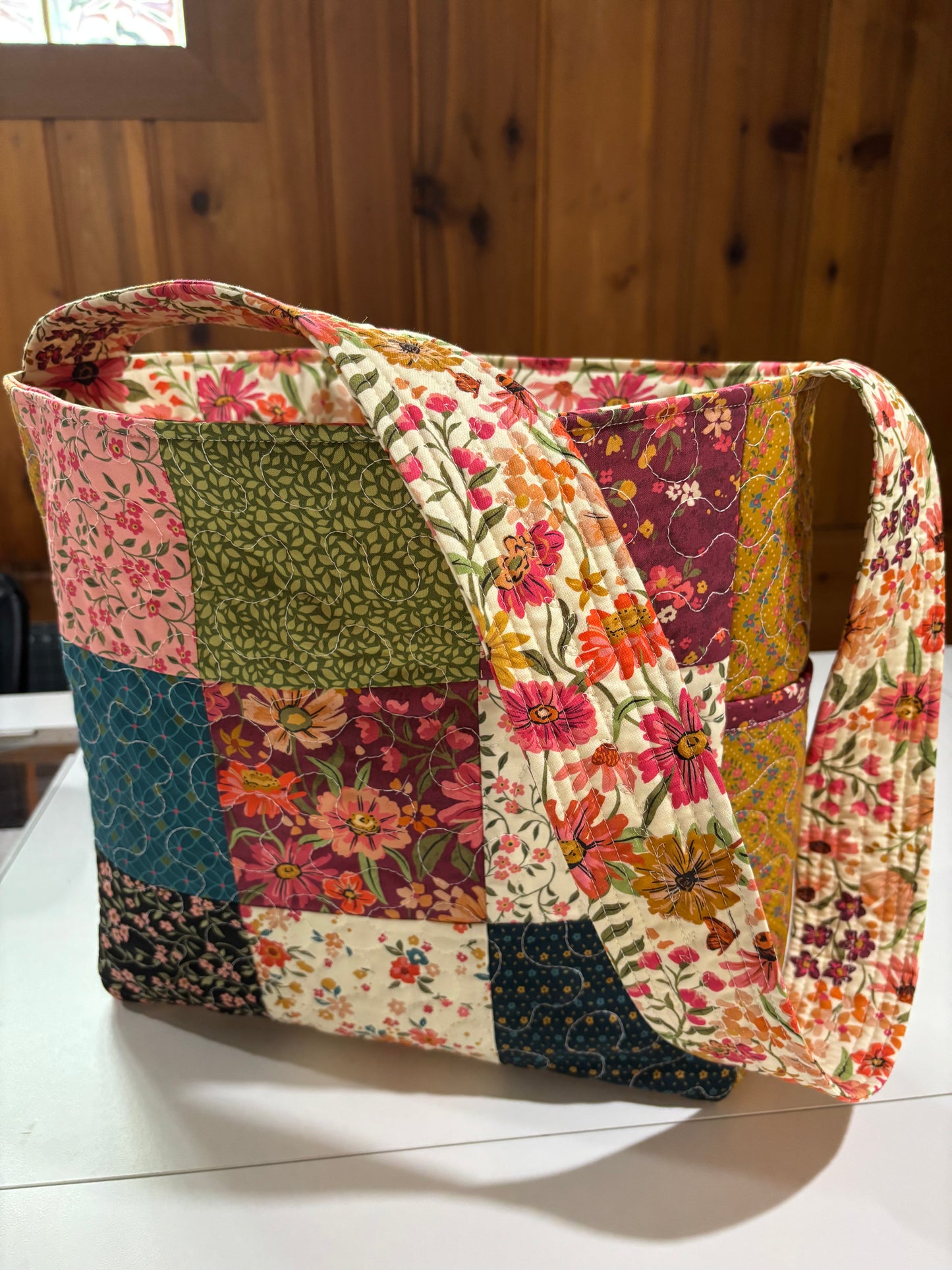 Sage Wood Quilted Tote Bag