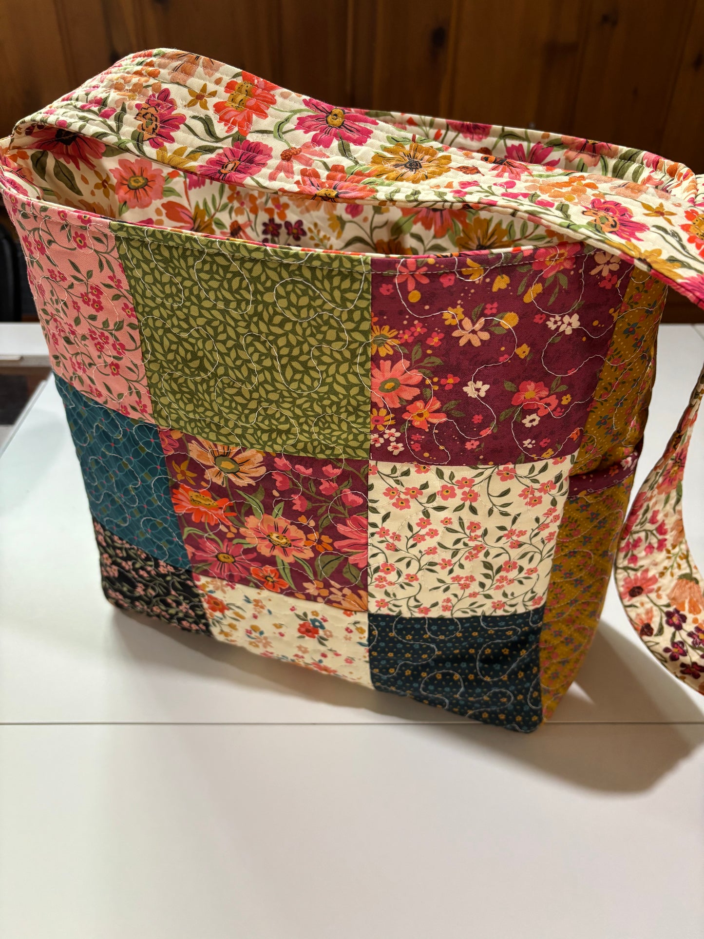 Sage Wood Quilted Tote Bag