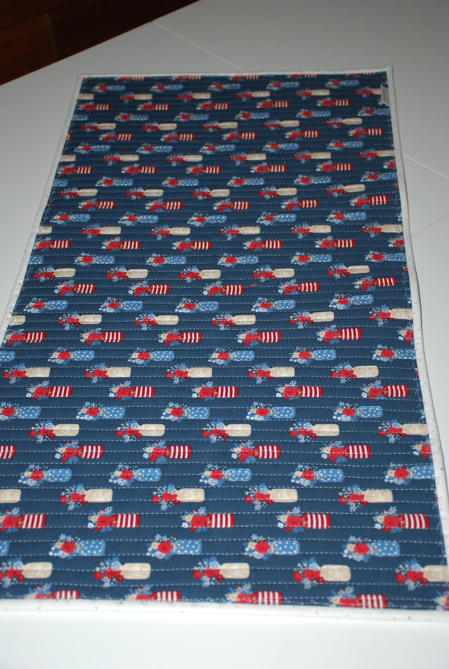 Hometown Parade Red, White, and Blue Quilted Table Runner Navy