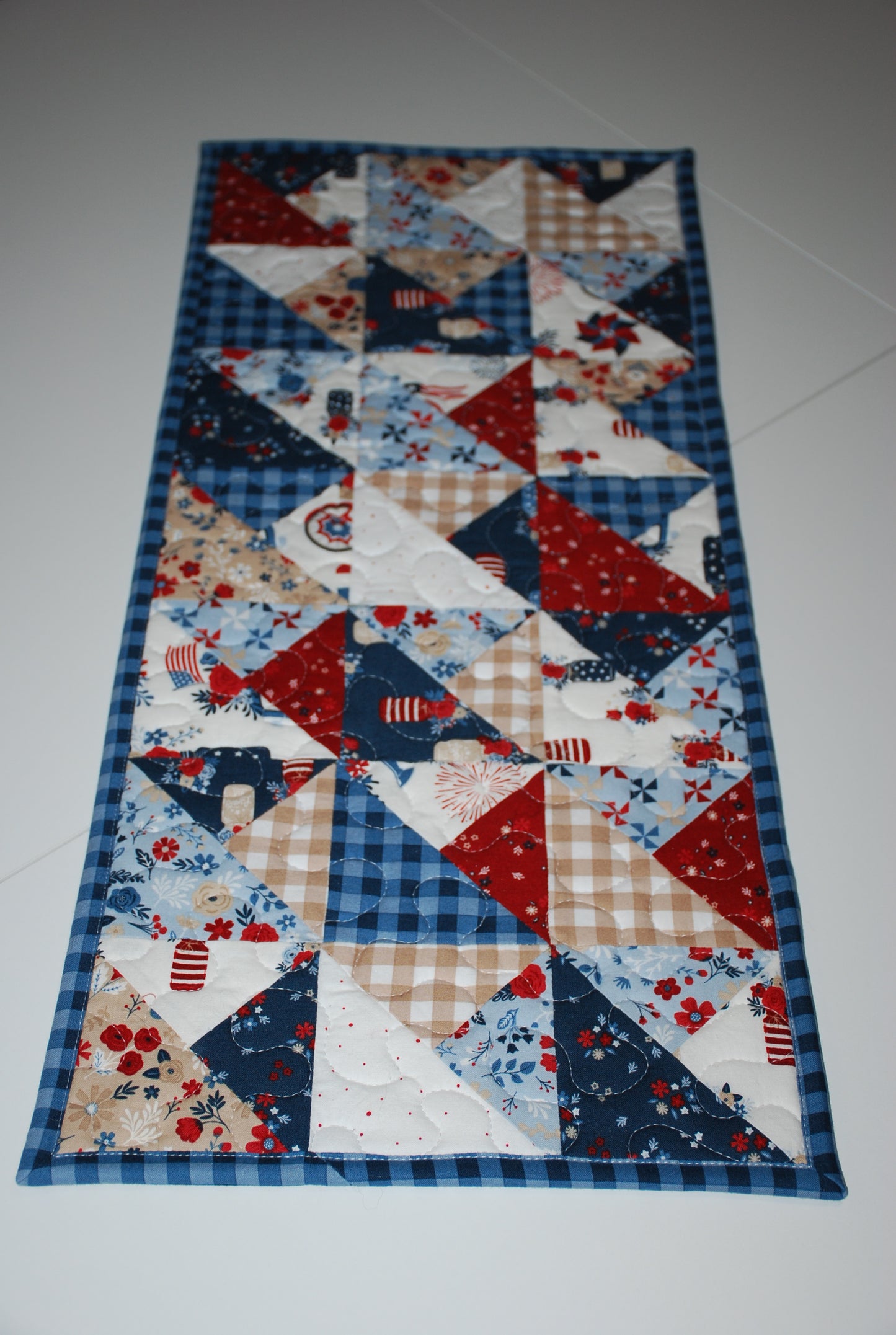 Hometown Patriotic Quilted Table Runner Fireworks