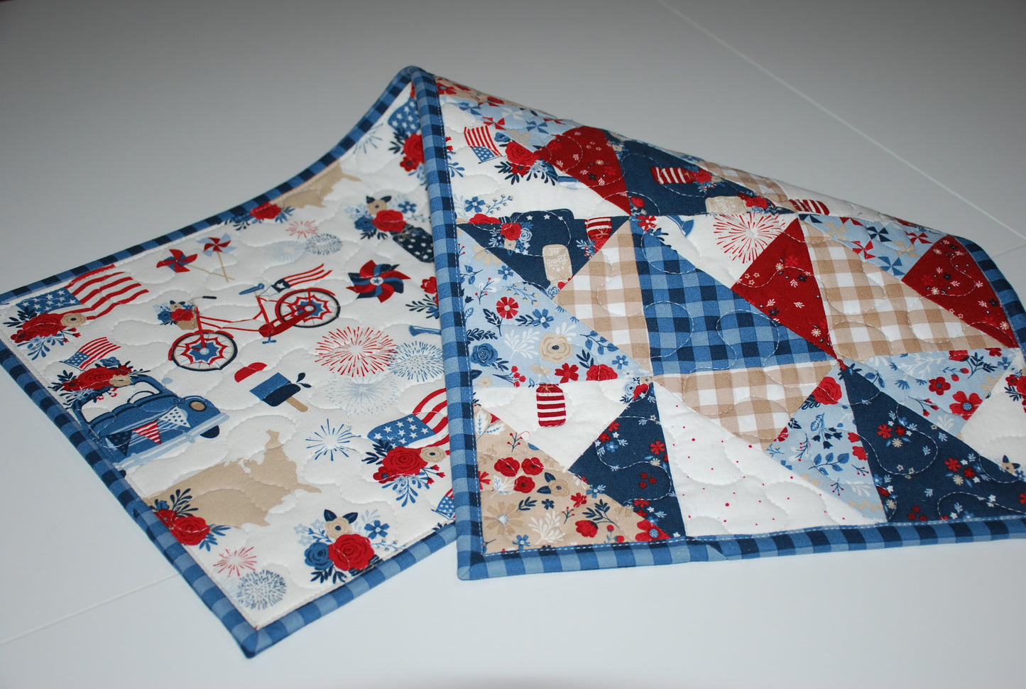 Hometown Patriotic Quilted Table Runner Fireworks