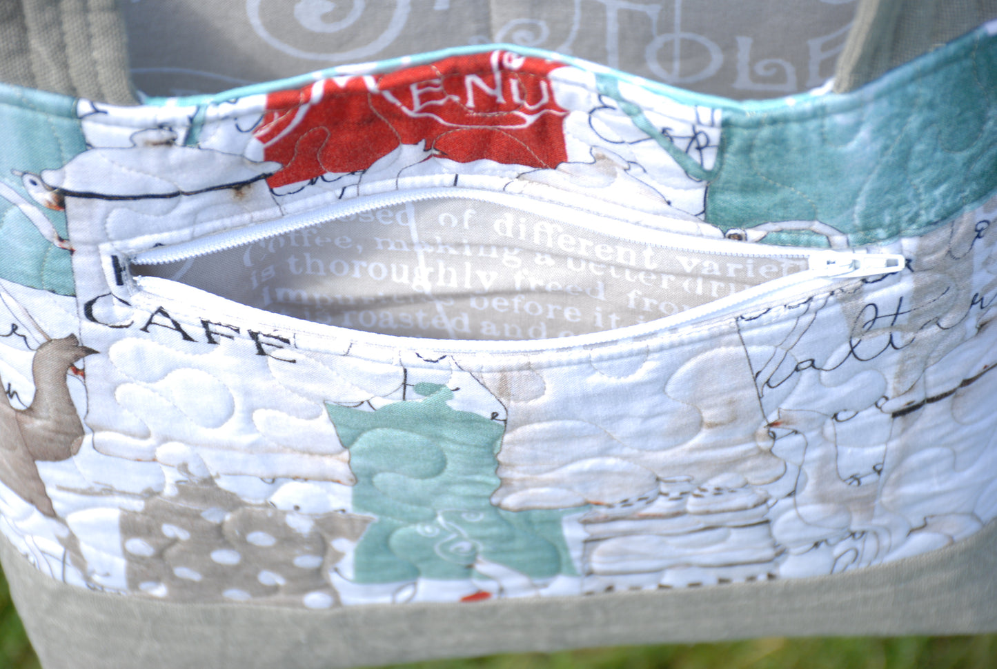 Quilted Coffee Pot Tote Bag